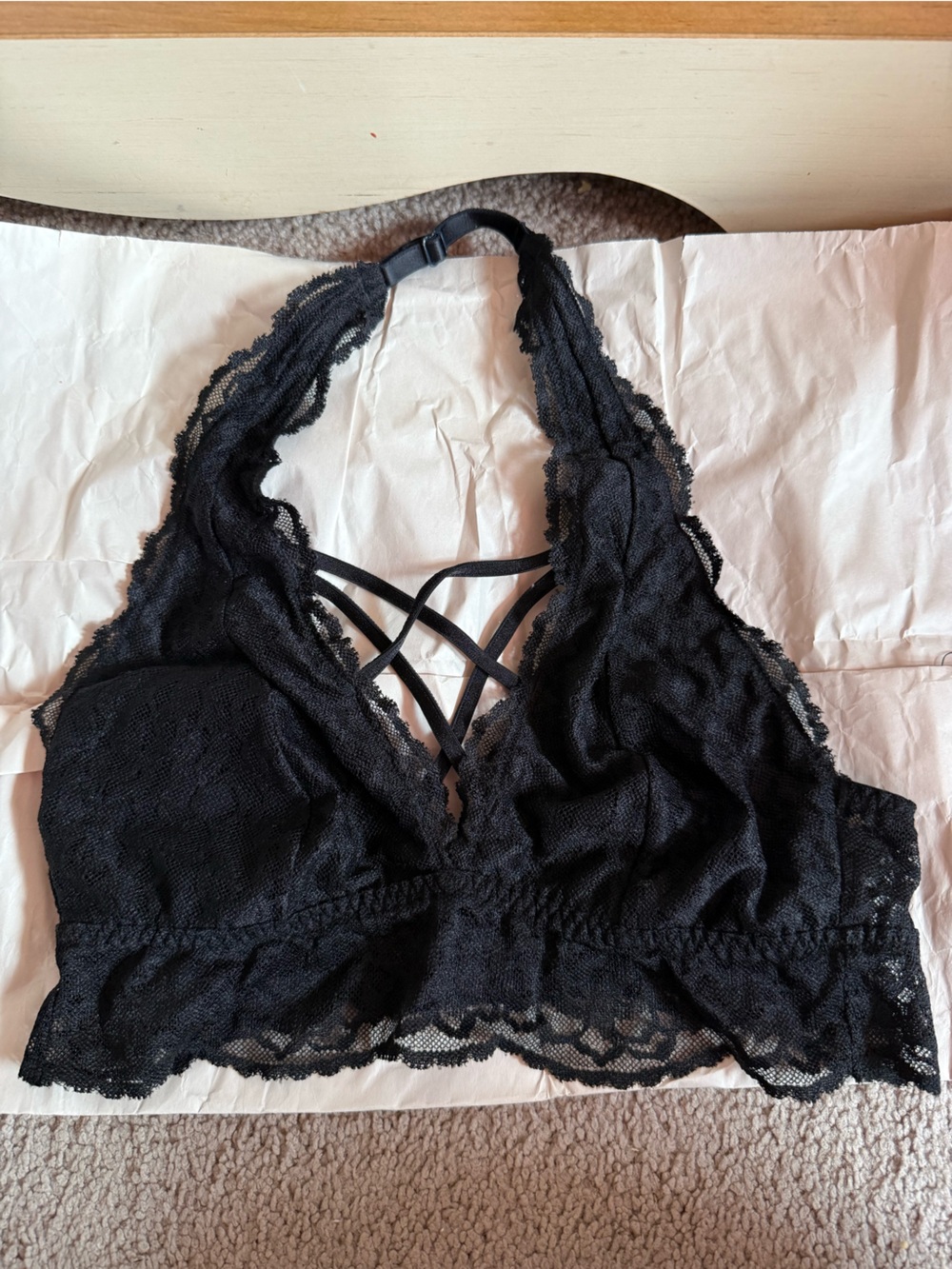 PINK Victoria's Secret Black Lace Strappy Bikini